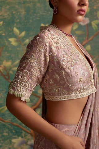 Dusty pink flamboyance era saree set