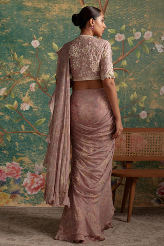 Dusty pink flamboyance era saree set