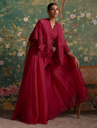 Pink sashay era cape sharara set