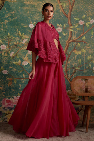 Pink sashay era cape sharara set