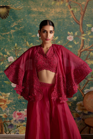 Pink sashay era cape sharara set