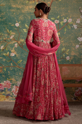Pink flair era anarkali set