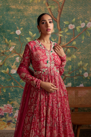 Pink flair era anarkali set
