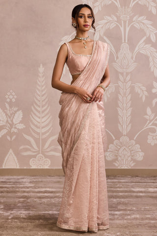 Gold nooreh ever after tissue flat saree set