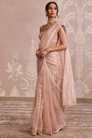 Gold nooreh ever after tissue flat saree set