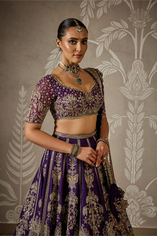 Purple swarnika zar bano lehenga set