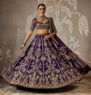 Purple swarnika zar bano lehenga set