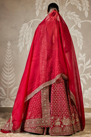 Red zaraana zar bano lehenga set