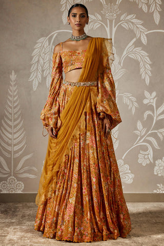 Yellow niharika zar bano lehenga set