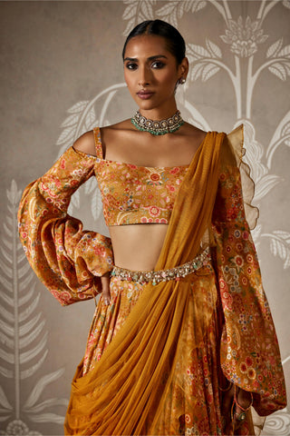 Yellow niharika zar bano lehenga set