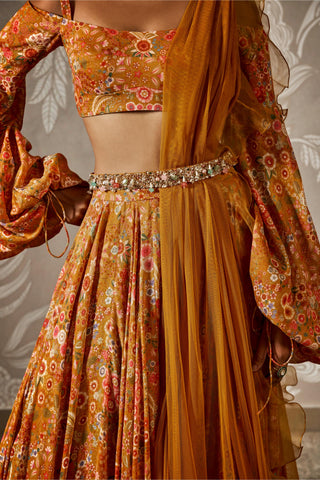 Yellow niharika zar bano lehenga set