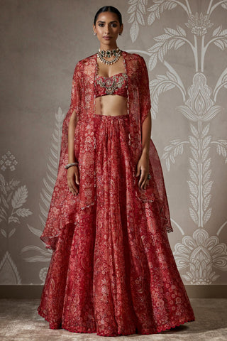 Red ziba zar bano lehenga set