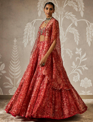 Red ziba zar bano lehenga set