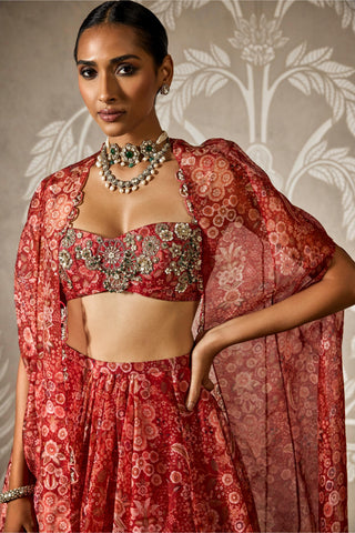 Red ziba zar bano lehenga set