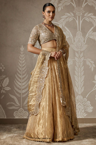 Gold suhaila zar bano lehanga set