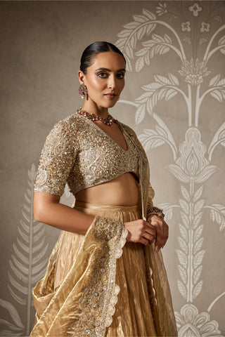 Gold suhaila zar bano lehanga set