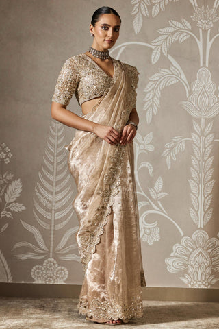 Gold aabroo zar bano saree set