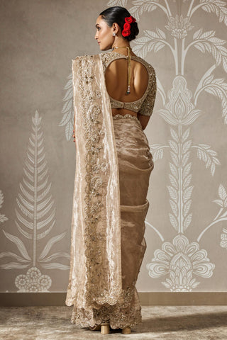 Gold aabroo zar bano saree set