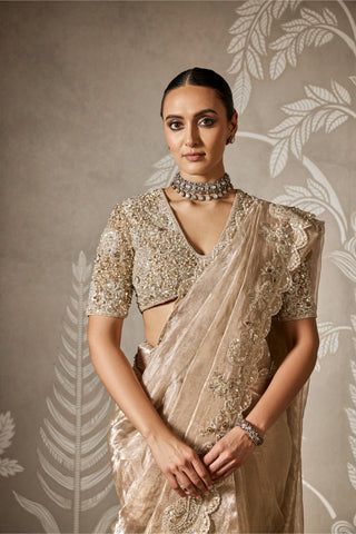 Gold aabroo zar bano saree set