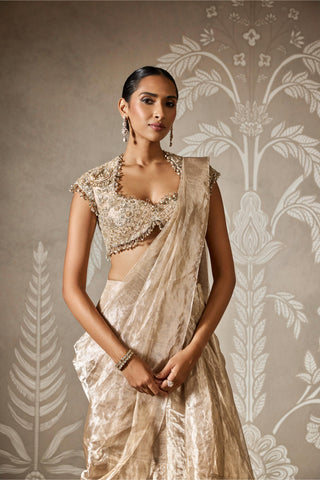 Gold tarana zar bano saree set