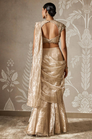 Gold tarana zar bano saree set