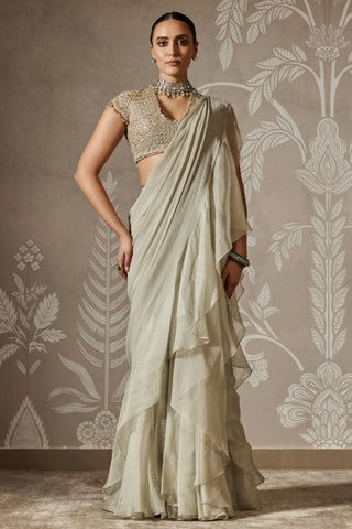 Green samaira zar bano saree set