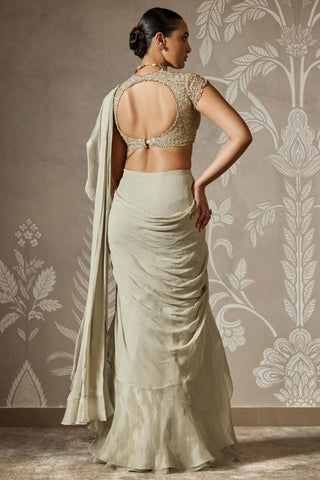 Green samaira zar bano saree set