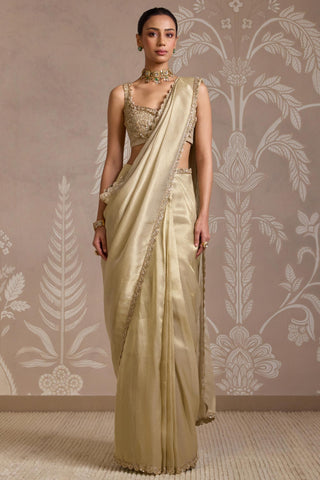 Gold folds saree set