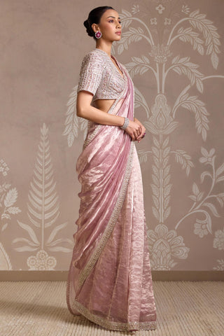 Purple folds saree set