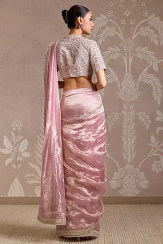 Purple folds saree set