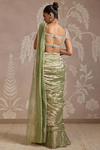 Green folds saree set