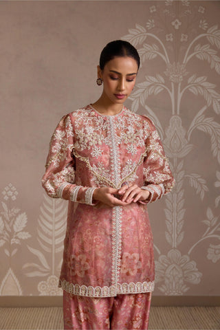 Pink folds kurta set