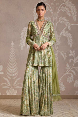 Green folds gharara set