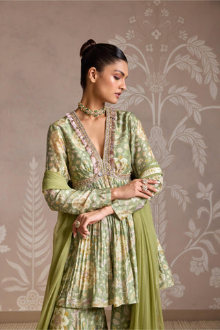 Green folds gharara set