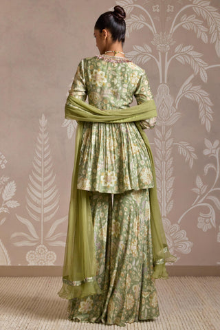 Green folds gharara set