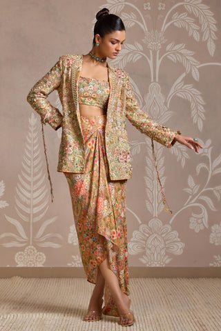 Green folds jacket set