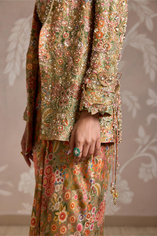 Green folds jacket set