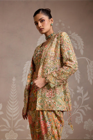 Green folds jacket set