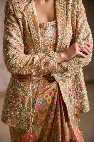 Green folds jacket set