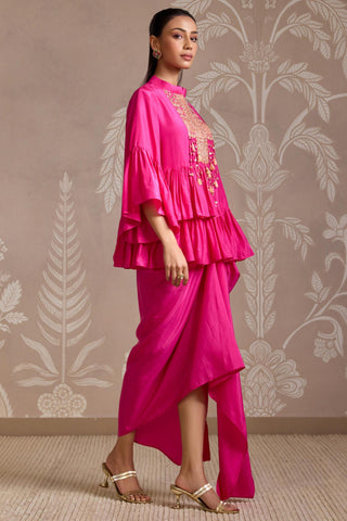 Pink folds skirt set