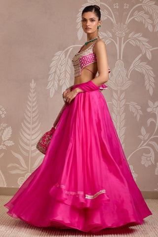 Pink folds lehenga set