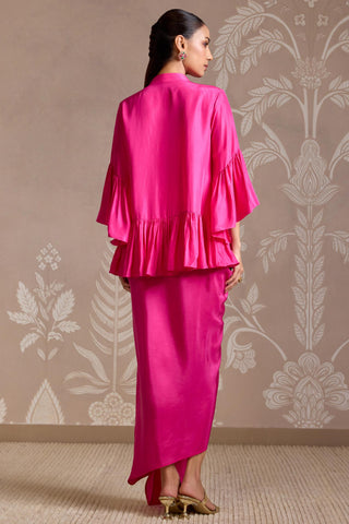 Pink folds skirt set