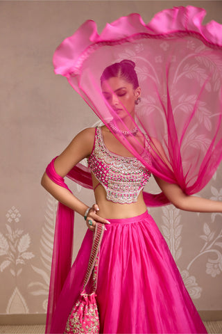 Pink folds lehenga set