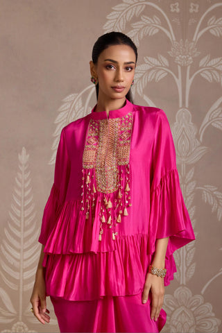 Pink folds skirt set