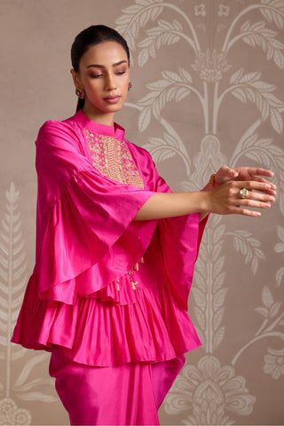 Pink folds skirt set