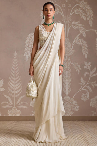 Ivory folds saree set