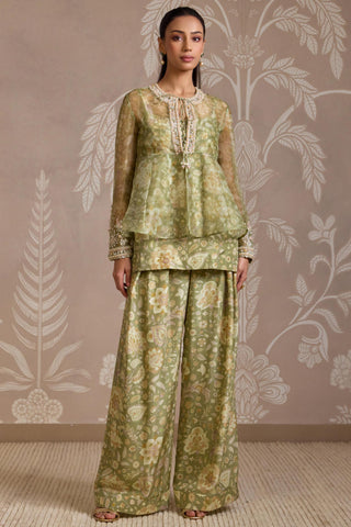 Green folds kurta set