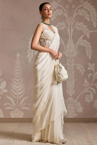 Ivory folds saree set