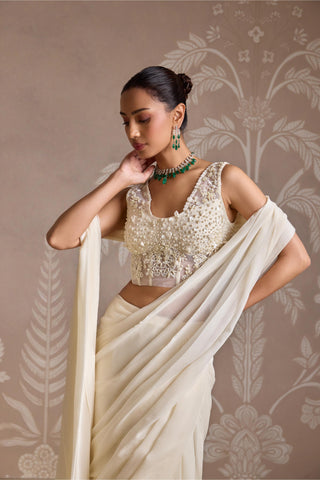 Ivory folds saree set