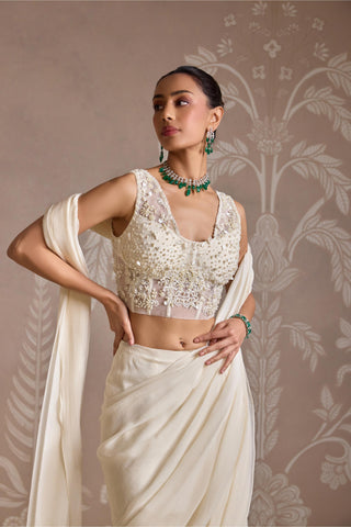 Ivory folds saree set